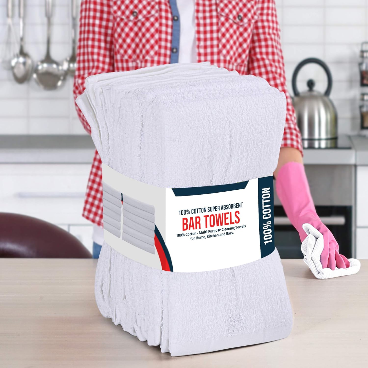 Utopia Towels Kitchen Bar Mops Towels, Pack of 12 Towels - 16 x 19 Inches, 100% Cotton Super Absorbent White Bar Towels, Multi-Purpose Cleaning Towels for Home and Kitchen Bars: Home & Kitchen