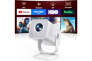 Mini-Projector with WiFi6 and Two-Way Bluetooth5.4, 1080P 4K Support, [Built-in Apps & 2026 Android 14] Portable Outdoor Movie Proyector for Bedroom, Auto Keystone & 270° Rotation for Phone/HDMI/USB