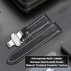REZERO Leather Watch Band 20mm, Top Calfskin Watch