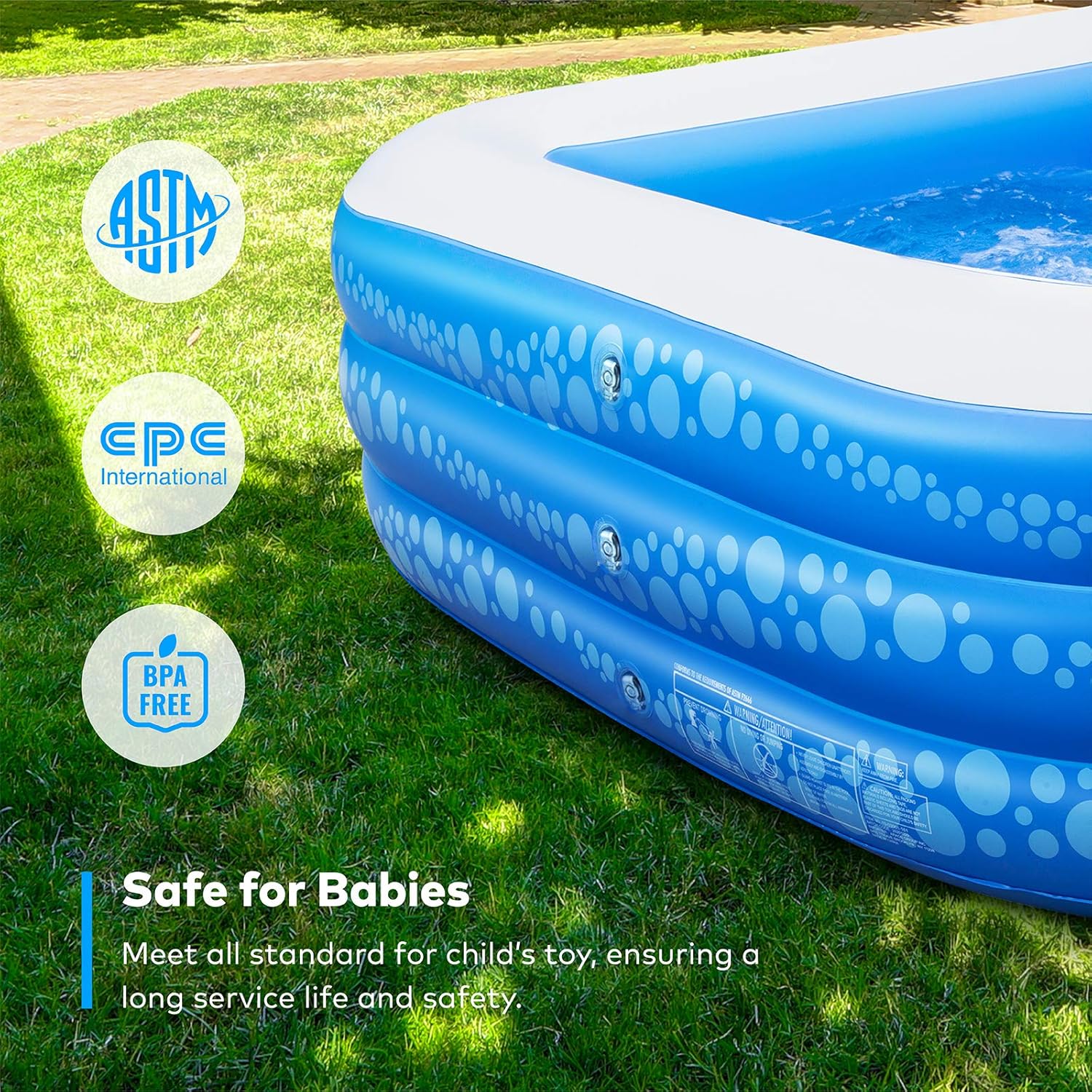 Inflatable Swimming Pool, Hesung 118" X 69" X 21" Full-Sized Family Kiddie Blow up Pool for Kids, Adults, Baby, Children, Thick Wear-Resistant Big Above Ground, Garden, Backyard Water Party for Age 3+: Garden & Outdoor