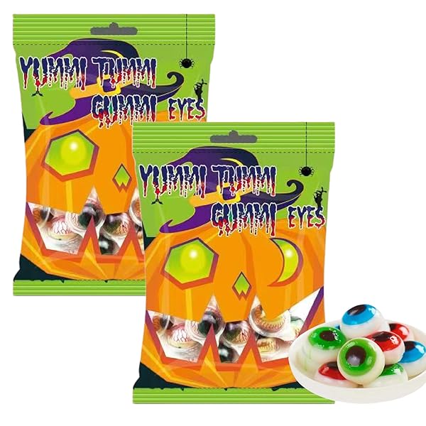 FUSION SELECT 2 PACK HALLOWEEN EYEBALL GUMMY CANDY SPOOKY GUMMIES CANDY FOOD SNACKS – CREEPY PARTY BAG FAVORS FOR TRICK OR TREAT – SCARY NOVELTY CHEWY BITES