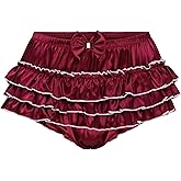 Satini Frilly Sissy Ruffled French Knickers Briefs Lingerie Silky Satin Underwear Panties