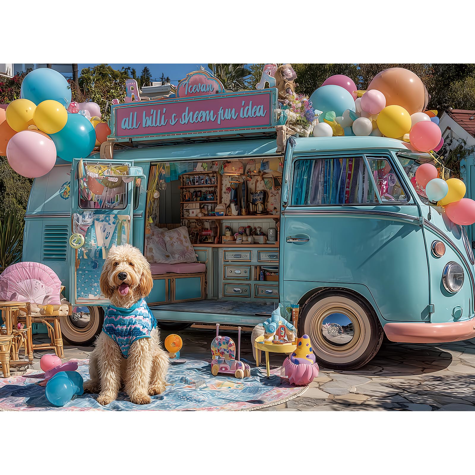 ZSYCZAO 500 Pieces Puzzle for Adults, Spring & Summer Puzzles for Adults 500 Pieces, Ice Cream Van Dog Jigsaw Puzzle, Challenging Puzzle Perfect for Game Nights, 20.5 X 15 in