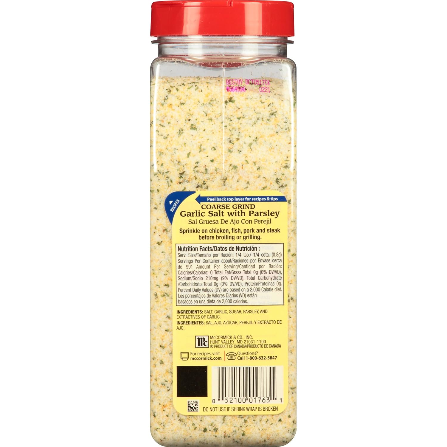 McCormick Coarse Grind Garlic Salt With Parsley, 28 oz : Grocery & Gourmet Food