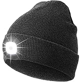 CENSGO Unisex Hat with Light, USB Rechargeable Headlamp Beanie, Gifts for Dad Father Men Husband Warm Knitted Cap
