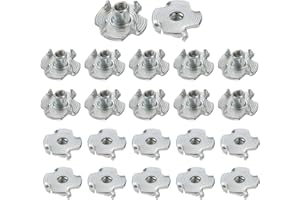 HARFINGTON M3x6mm T-Nuts 4 Pronged Tee Nut 0.47" x 0.24" Fully Thread Carbon Steel Inserts for Wood, Rock Climbing Holds, Cab