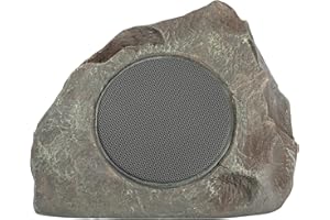 Homewell Outdoor Rock Speaker Solar-Powered Wireless Bluetooth 5.0 Portable Speaker Weatherproof for Patio, Pool, Deck, Yard, Garden and Home (1-Pack, Dark Grey)