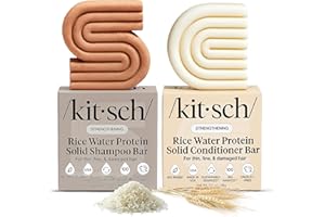 Kitsch Rice Water Protein Solid Shampoo and Conditioner Set for Hair Growth – Strengthening Hair Care Duo w/Rice Protein & Vitamins for Damage Repair – Paraben, Sulfate & Silicone Free, Made in USA