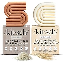Kitsch Rice Water Protein Solid Shampoo and Conditioner Set for Hair Growth &ndash; Strengthening Hair Care Duo w/Rice Protein &amp; Vi