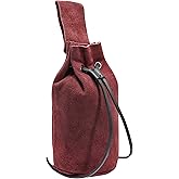 Mythrojan Drawstring Belt Bag Renaissance Costume Accessories Medieval Suede Leather Purse Viking Coin Jewelry Pouch Waist Bag for LARP, Festivals, Renfaire, Reenactments - Wine Red, 8" x 6.5"