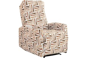 Printed Recliner Single Sofa Cover Abstract Art Lazyboy Recliner Chair Protector 4-Pieces Modern Armchair Slipcover with Pock