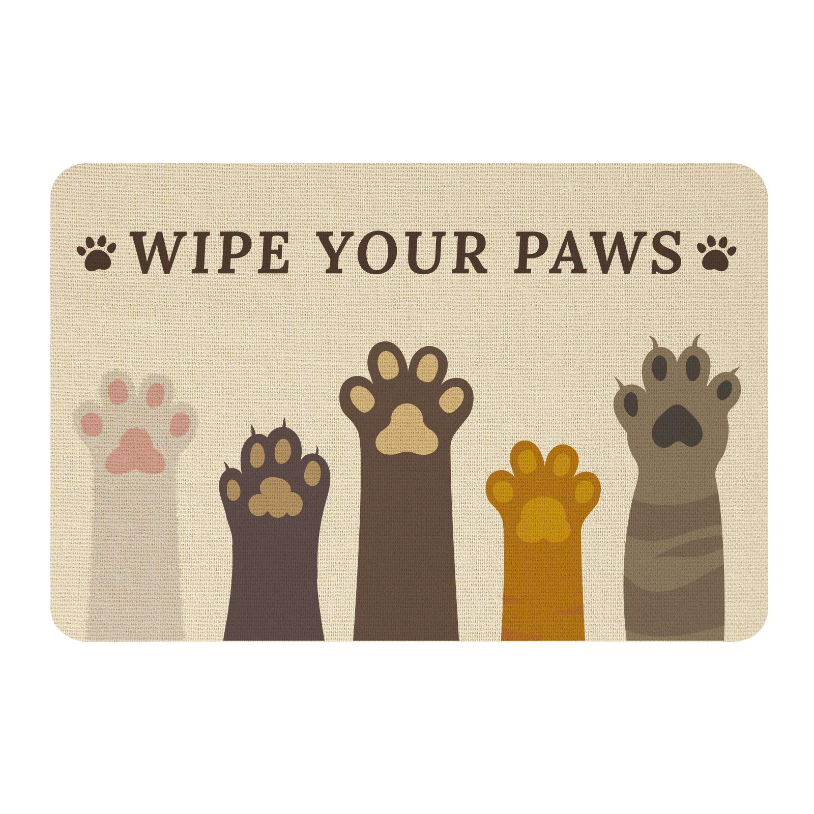 SUPERFINDINGS 40x60cm Home Door Mat with Non Slip Rubber Backing Cat Paw Ultra Absorb Mud Easy Clean Doormat for Outdoor Indoor Garage Entrance
