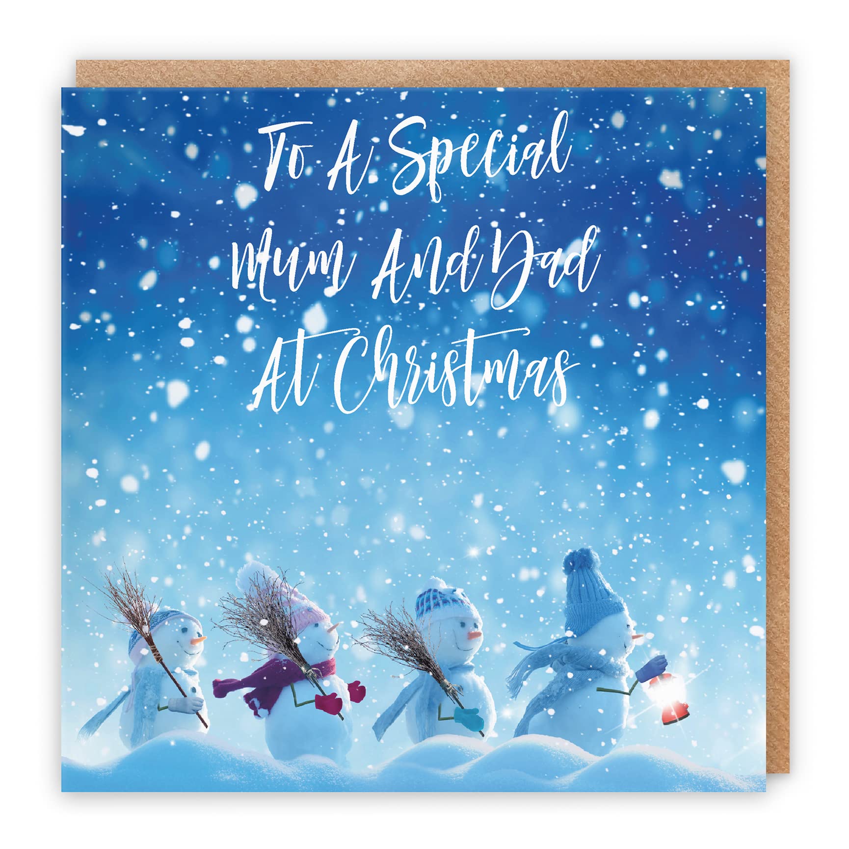 Hunts England - Mum And Dad Christmas Card - To A Special Mum And Dad At Christmas - Snow People Collection - Fun Card