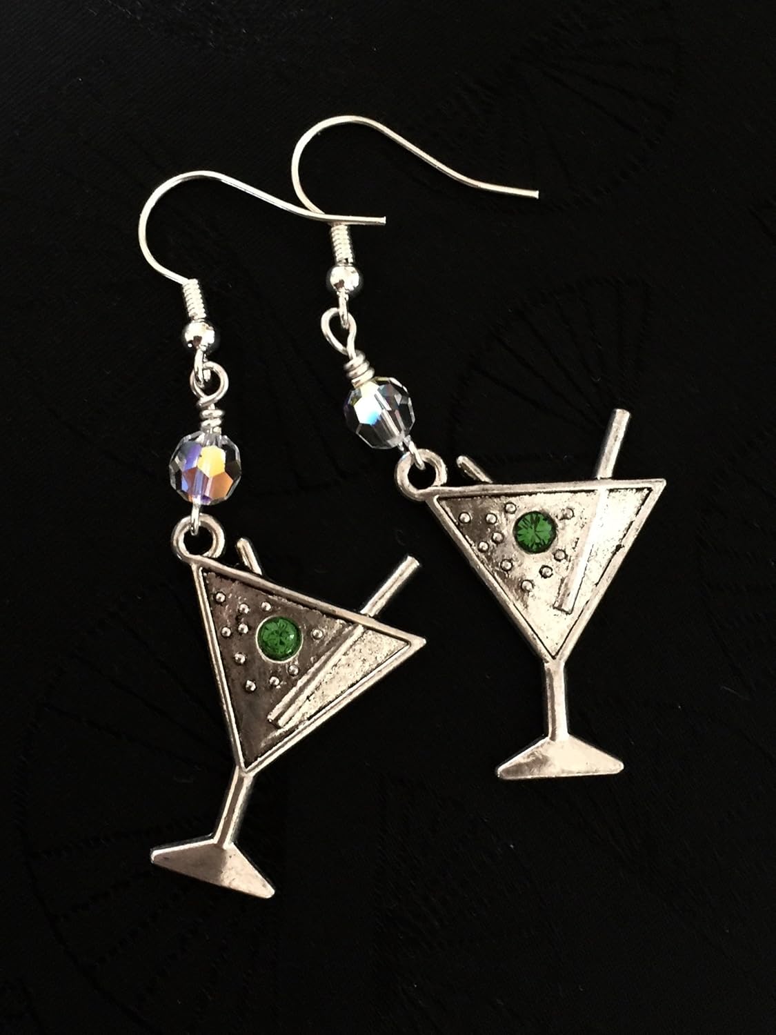 Martini Earrings, Swarovski Crystal Martini Dangles, Cocktail Earrings, Girls Night