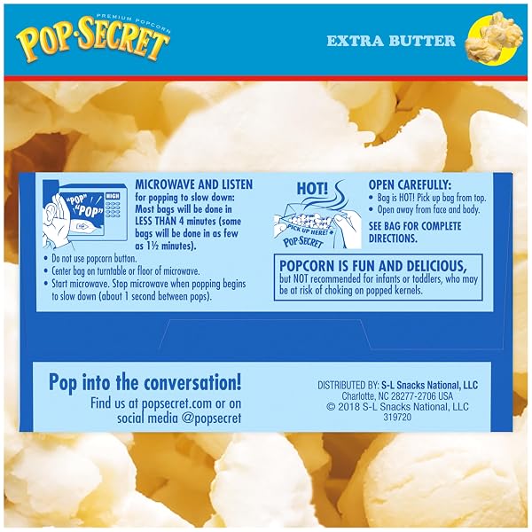 POP SECRET MICROWAVE POPCORN, EXTRA BUTTER FLAVOR, 3.2 OZ SHARING BAGS, 3 CT