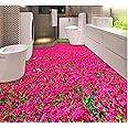 Dzwangzc Wall Mural Wallpaper 47 x 32 inch (Width x Height) 3D PVC Flooring Custom Wallpaper Beautiful Flowers and The 3D Bathroom