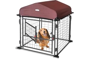My Pet Companion Dog Kennel Outdoor with Roof Cover Heavy Duty Dog Crates for Medium Dogs Playpen Fence Steel Wire Panel for 
