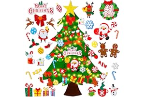 Max Fun DIY Felt Christmas Tree Set 3.2Ft with 41 Ornaments for Kids Toddlers Home Wall Hanging Felt Christmas Craft Kits Xmas Decoration Party Supplies