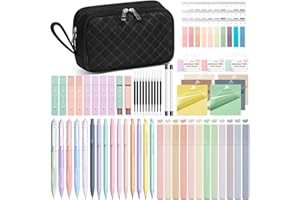FLOE 62PCS Aesthetic School Supplies with Cute Pencil Case, Pastel Highlighters Black Ink Gel Pens Mechanical Pencils Kit, Back to School Supplies College Essentials Preppy Stationary Set for Student Girls