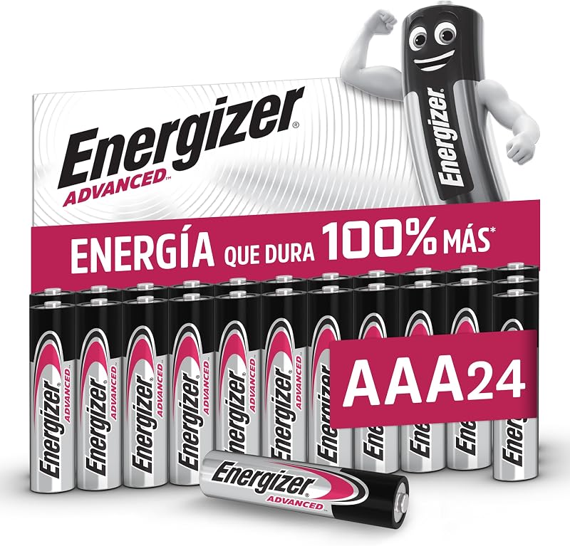 Energizer Advanced 1.5V AAA Alkaline Batteries - 24 Pack Longa Vida, Baterias de Alta Potência