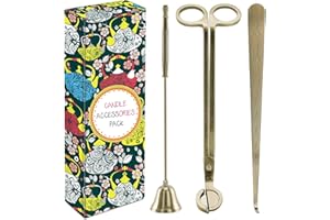 DANGSHAN 3 in 1 Candle Accessory Set - Wick Trimmer, Cutter, Snuffer Extinguisher, Dipper with Gift Package for Candle Lovers (Bronze)