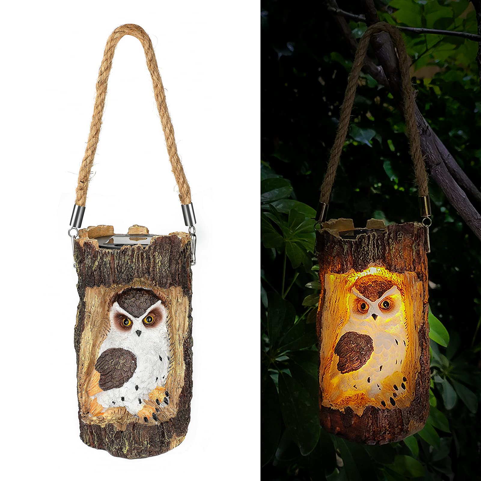CestMall Solar Garden Light Outdoor Decorative Resin Owl Solar LED Lights with Rope Owl Lamp Landscape Lights Lawn Patio Yard Garde