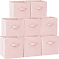 Criusia Storage Cubes - 11 Inch Heavy Duty Fabric Storage Bins for Shelves Closet, Cube Organizer - 8 Pack Collapsible Cube Storage Bins Baskets for Organizing Clothes Blankets Toys (Pink)
