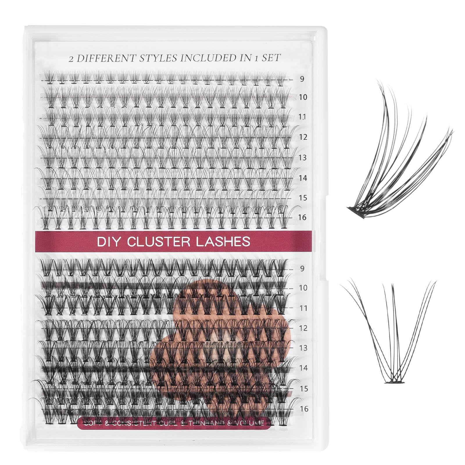 AUVIM Individual Lashes Cluster 320Pcs DIY Lash Extension 9-16mm Eyelash 10D 20D 30D 40D 50D 60D 80D Eyelash Extensions Natural Wispy Reusable Clusters Lashes