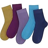 SERISIMPLE Women Thin Viscose Bamboo Socks Crew Lightweight Above Ankle Casual Dress Sock For Ladies Bootie Trouser 5 Pairs