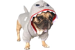 iChoue I am a French Bulldog Shark Dog Halloween Costumes Clothes Sweater Cute Funny for Medium Dogs Cold Weather Winter Coats Hoodies Frenchie English Pug Pitbull Corgi Puppy - Grey/Large