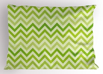 Amazon Com Ambesonne Lime Green Pillow Sham Chevron Traditional