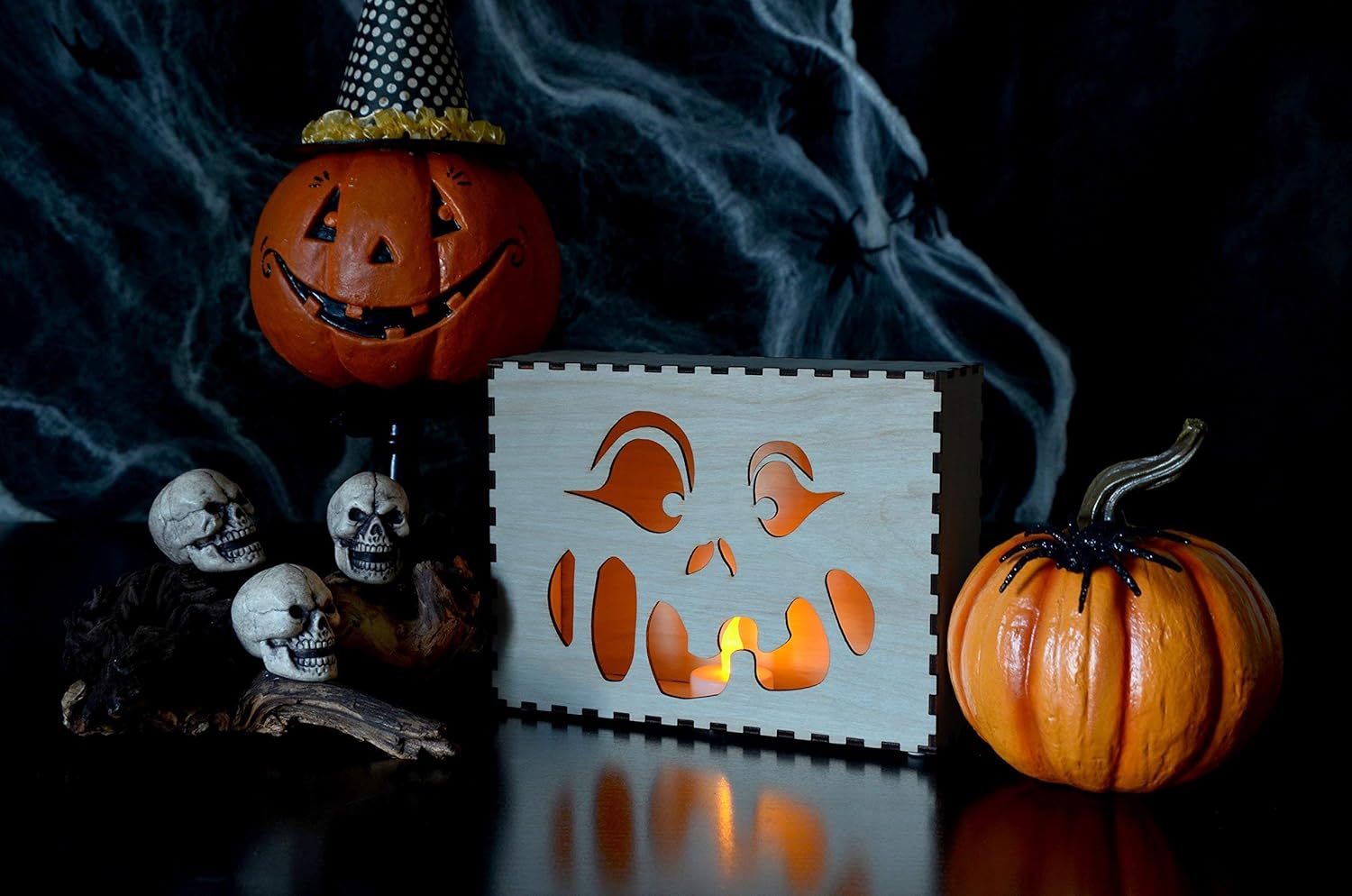 Jack O Lantern, Halloween Wooden Lamp, Halloween Decor