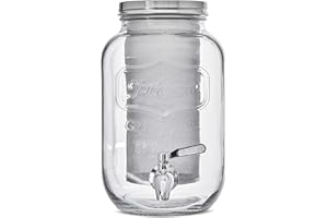 One Gallon Cold Brew Coffee Maker Dispenser - 4 Quart Strong Glass Container with Stainless Steel Spigot Dispenser, Metal Filter and Airtight Metal Lid -for Large Batch Cold Brewing by kitchentoolz