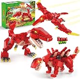 LEBAOHENG Creator 3 in 1 Dinosaur Building Block Set for Boys 6-12 | Transforms to 3 Different Dinosaur Figures - from T-rex, to Pterosaur, to Stegosaurus, Posable Display for Home/Office Decor