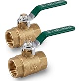 MECHFIX Brass Ball Valve 3/4 Inch NPT, 2 Pack Full Port Shut Off Valve | Heavy Duty Forged for Water Oil Gas, 300 WOG Manual Quarter Turn with Green Lever Handle