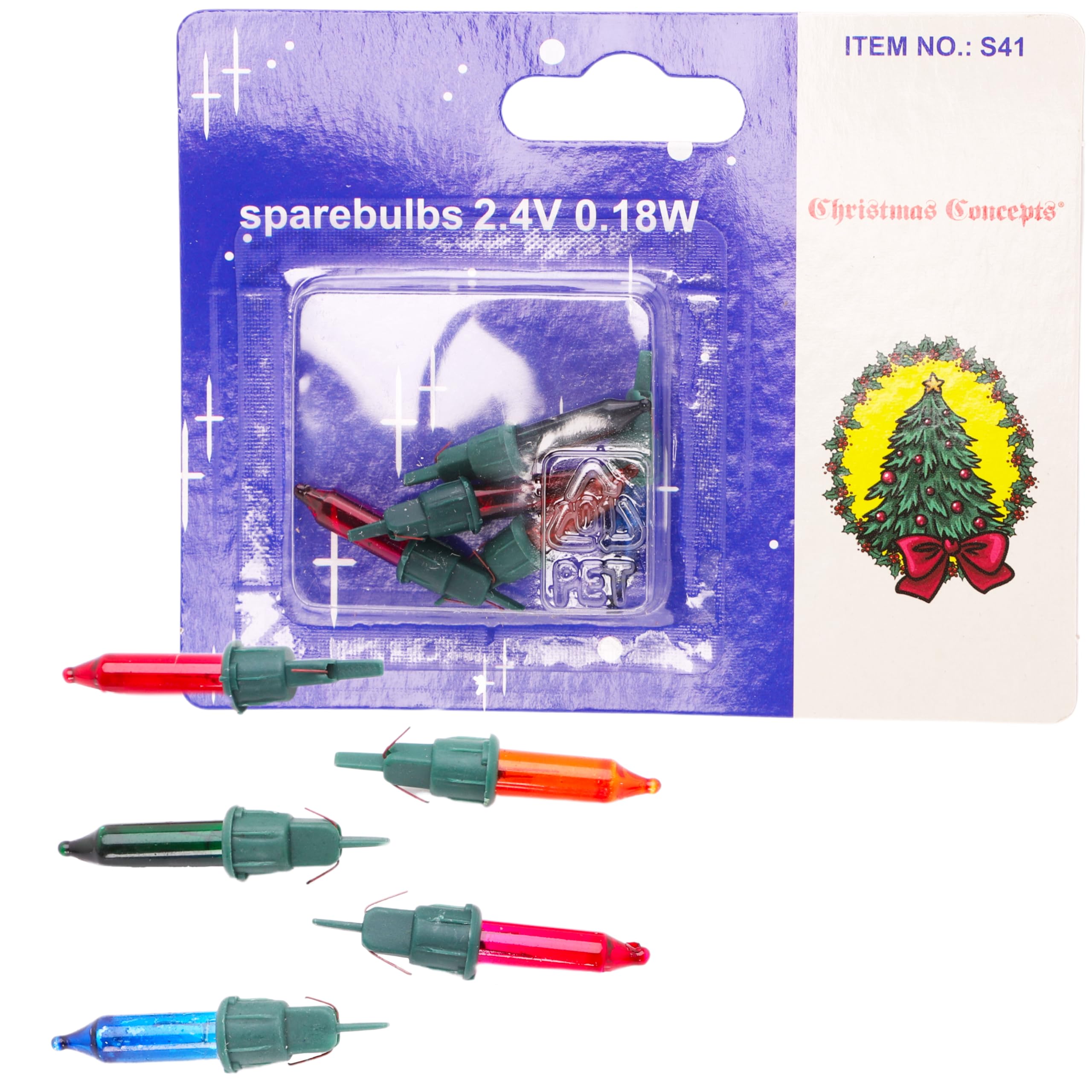 5 Multi Push in Spare Bulbs for Fairy Lights 2.4v 0.18w 0.075a (S41)