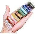 Apengshi 10pcs Healing Crystal Tower Set 1.57"-1.96" Natural Crystal Wand Clear Quartz Red Jasper Rose Quartz 6 Faceted Crystals Point Chakra Stone Kit Home Decor Gift Box
