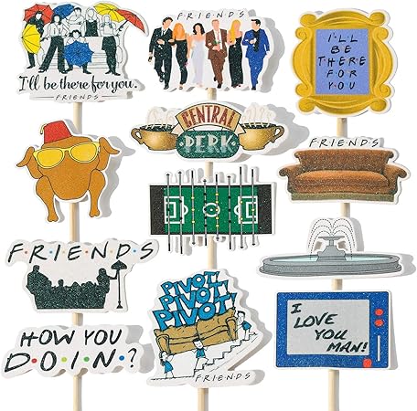 Amazon Co Jp 24個 フレンズ テレビ番組 カップケーキトッパー パーティーデコレーション フレンズ テレビ番組 ケーキトッパー ファンパーティー 友人テーマ ハッピーバースデーパーティー用品 おもちゃ