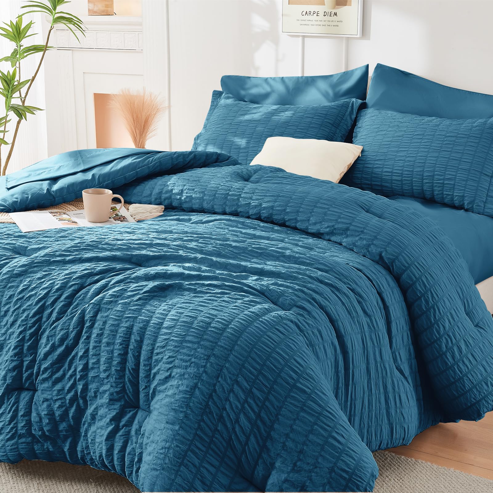 HYMOKEGE Teal California King Comforter Set