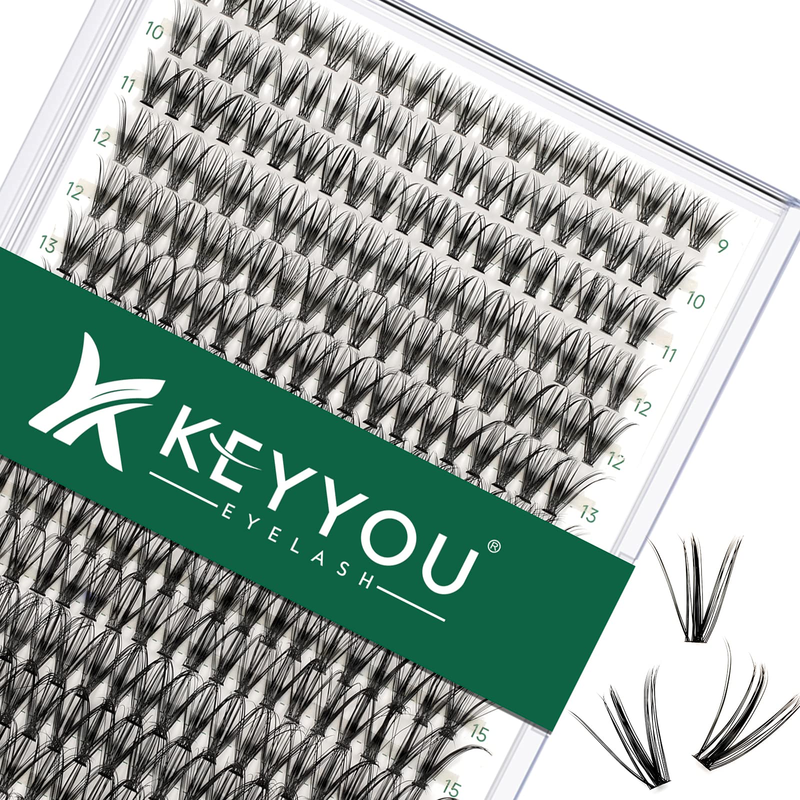 Photo 1 of Lash Clusters 300pcs Individual Lashes 30D 0.07D Curl 9-18MIX DIY Eyelash Extension KEYYOU Large Tray Volume Soft&Natural Cluster Lashes(30D-0.07D,9-18MIX?