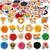 HOWAF 200pcs Day of The Dead Marigold Flower Foam Stickers | Dia De Los Muertos Butterfly Self-Adhesive Stickers for Mexican Halloween Party DIY Crafts Sticker