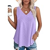 OFEEFAN Womens Tank Tops V Neck Sleeveless Flowy Loose Fit Basic Casual Summer Tops