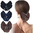 TXIN Set of 3 Bow Snood Bun Covers Crochet Net Hair Snoods for Women Girls