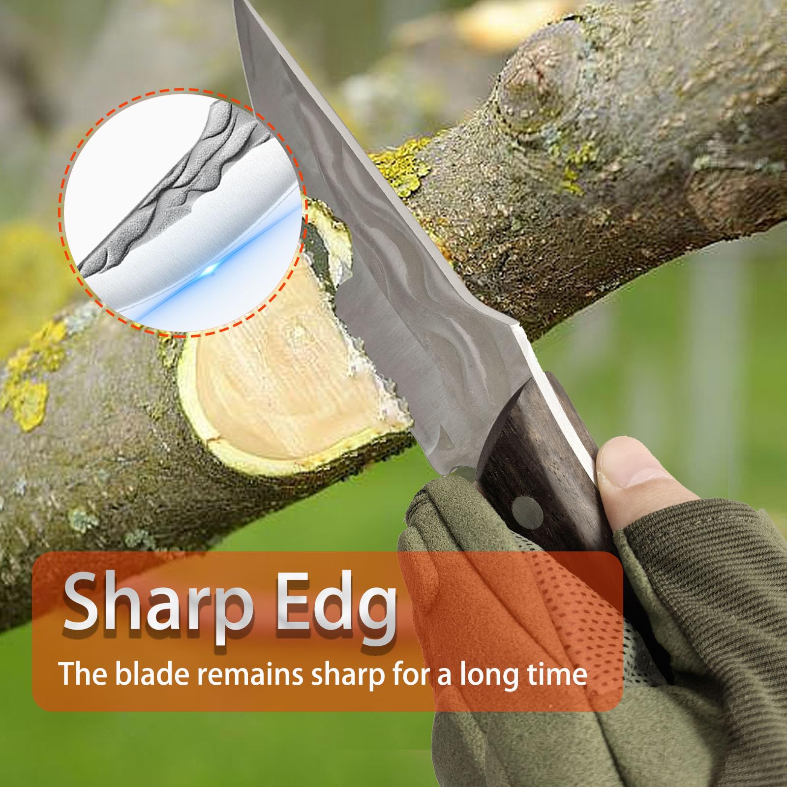 TIANYUE-FONG Fixed Blade Knife with Sheath 8.6 Inch Sharp Blade Full Tang Hunting Knife - Fixed Blade EDC Camping Hiking Hunting Tactical Survival Work Knives for Men - Blet Click