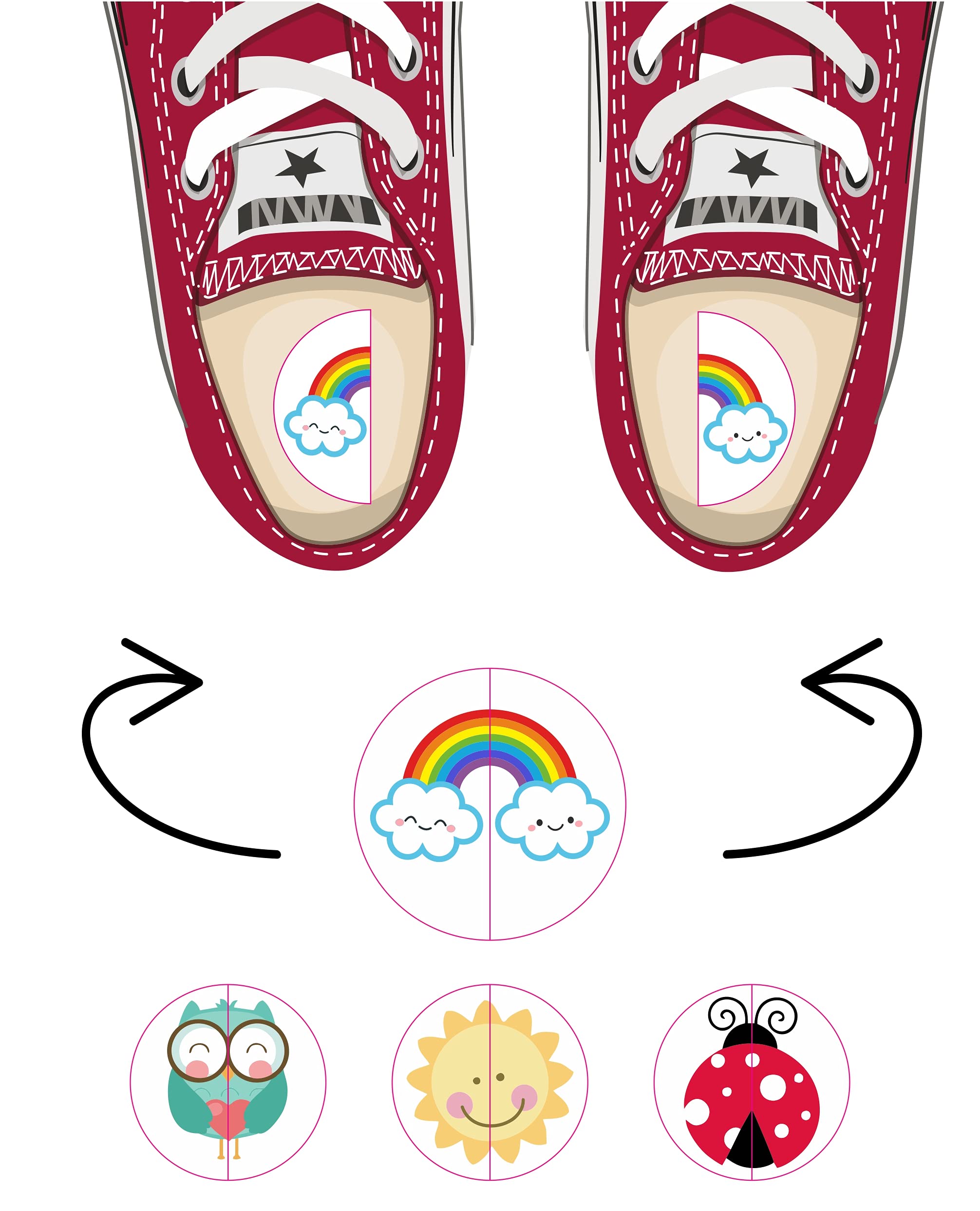 Nombretinas Shoe labels to differentiate right left - 20 pairs stickers for children school girls