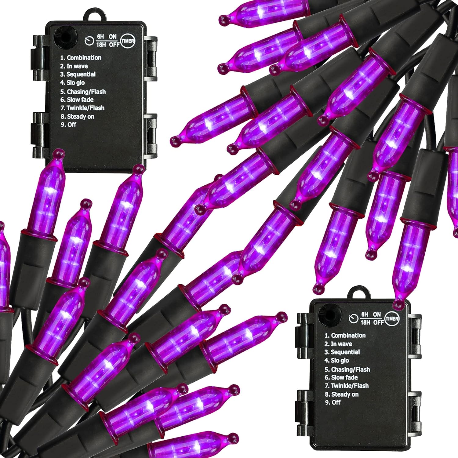 String Lights - Uptotop Halloween Lights, 50 LED 16FT Battery Operated Halloween Mini String Lights, Halloween Decorations for Indoor Outdoor Home Room Garden Party (Purple, 2)