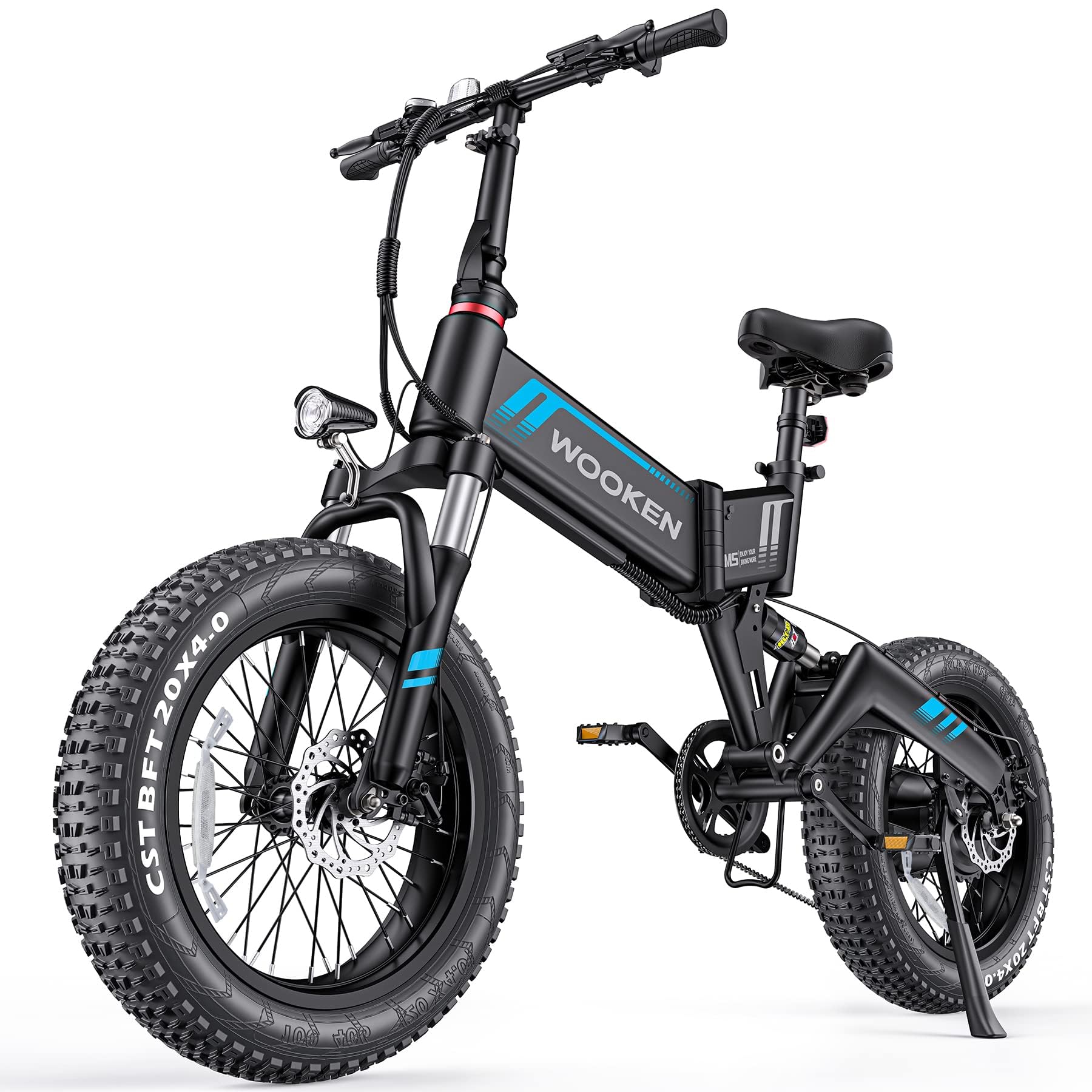 Photo 1 of Wooken Folding Electric Bike, 20''X4.0 Fat Tire Electric Bike for Adults,Peak 750W Foldable E Bike with 48V 10Ah Battery,Professional 7 Speed, Full Fuspension, 20MPH Ebike for Mountain Beach Snow