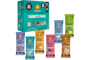 Amrita Nut Free 6 Flavor Variety Pack Vegan Protein Bars (12 CT) | 11g to 12g Plant-Based Protein Bar | Peanut Free, Gluten Free, and Dairy Free | Low Sugar, High Fiber, Healthy School-Safe Snacks