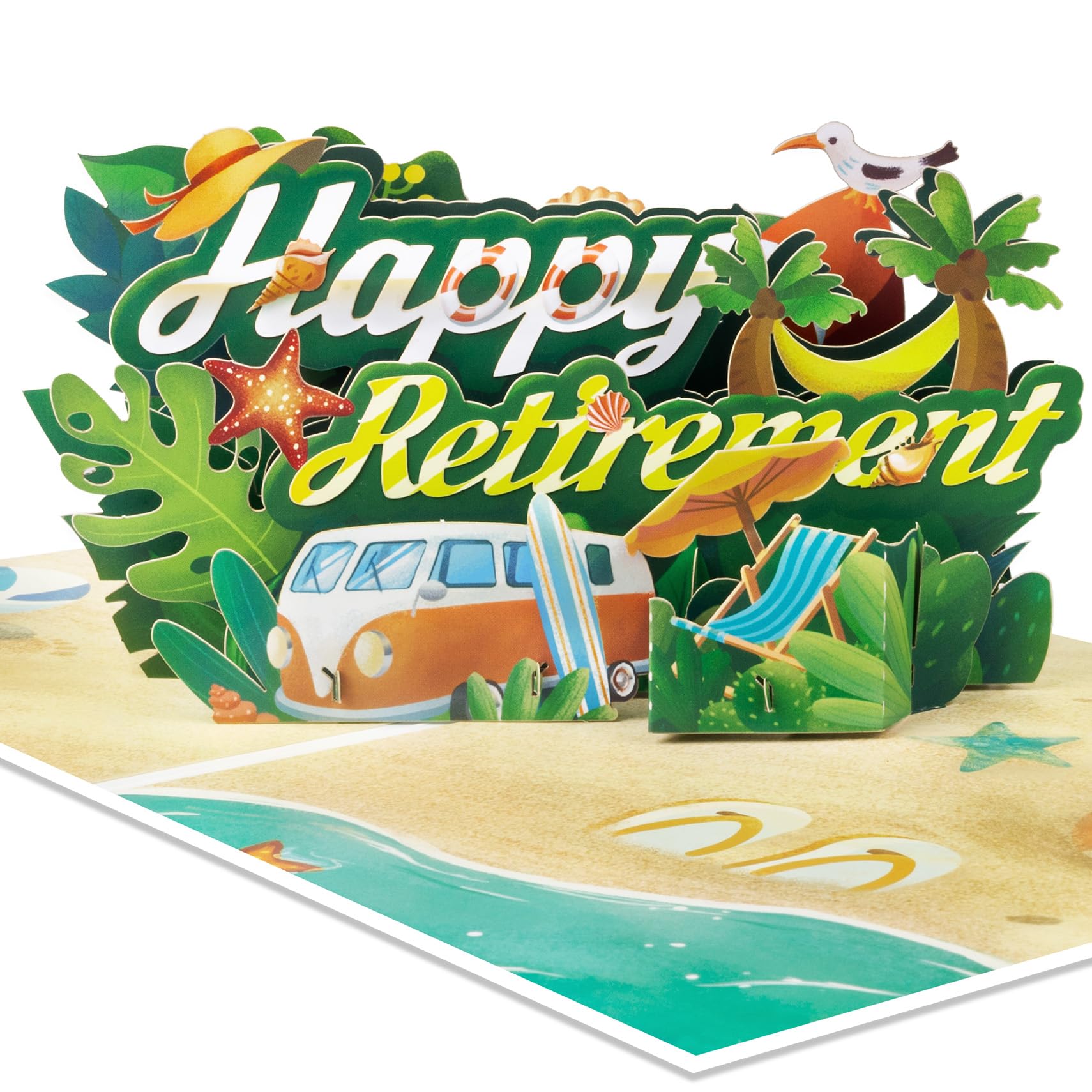 GREETING ART Retirement Card,Happy Retirement Card,Funny Retirement Card,Beach Cards,Retirement Gift for Woman Men,Cool Retirement Gifts,Leaving Cards