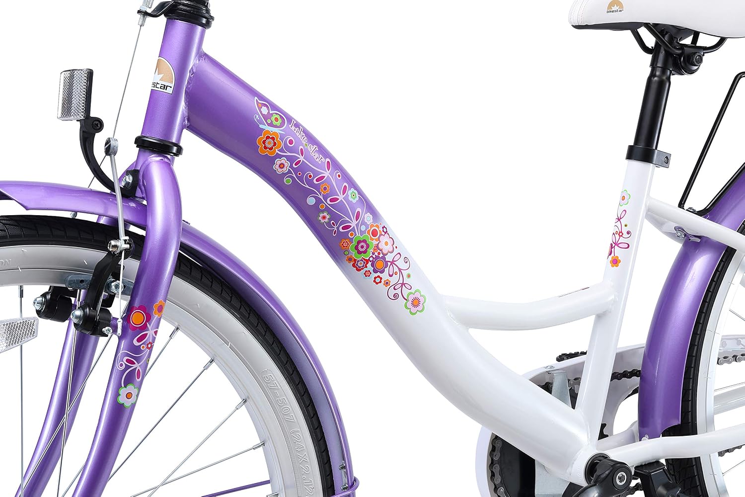 BIKESTAR Bicicletta Bambini 10-13 Anni Bici Bambino Bambina 24 Pollici  Freno a Pattino e Freno a retropedale 24“ Classico Edition Viola e Bianco  Sport e giochi all'aperto Giochi e giocattoli berjaya.edu.my
